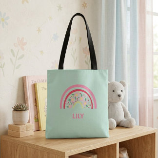 Bolsa Tote Arco-íris Personalizada para Meninas, F