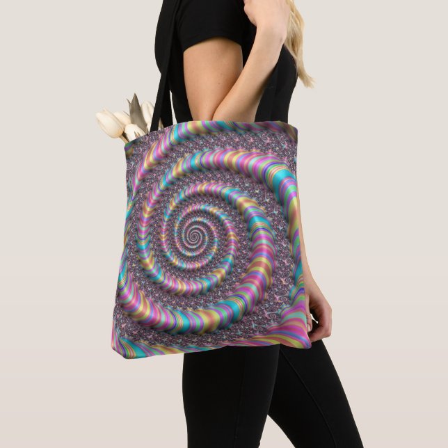 Bolsa Tote Arco-Íris Psicodélico Unicórnio Nautilus 3D (Close Up)
