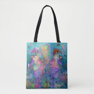 Bolsa Tote Arco-Íris Sereia Baile de formatura de medusa ves