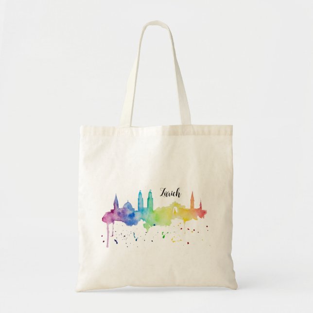 Bolsa Tote Arco-íris Skyline Zurich (Frente)