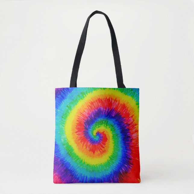 Bolsa Tote Arco-íris Tie Die com Tinta Álcool (Frente)