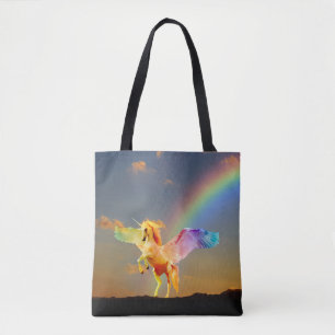Bolsa Tote Arco-íris unicórnio pegasus