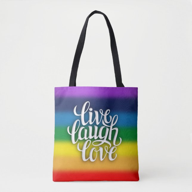 Bolsa Tote Arco-íris vivo do amor do riso toda sobre - (Frente)