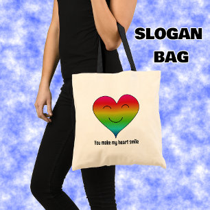Bolsa Tote Arco-íris você faz meu coração sorrir