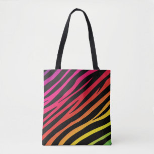 Bolsa Tote Arco-íris zebra multicolor