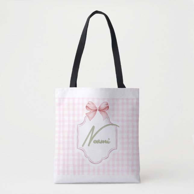 Bolsa Tote Arco personalizado da Naomi Baby Girl & Gingham (Frente)