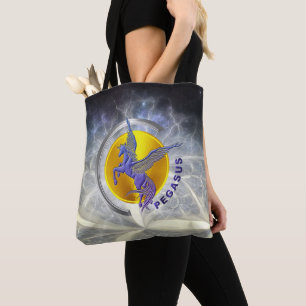 Bolsa Tote Arco prateado de Pegasus com Sol Ouro