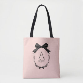 Bolsa Tote Arco Preto Moderno Elegante Rosa Bege Monograma