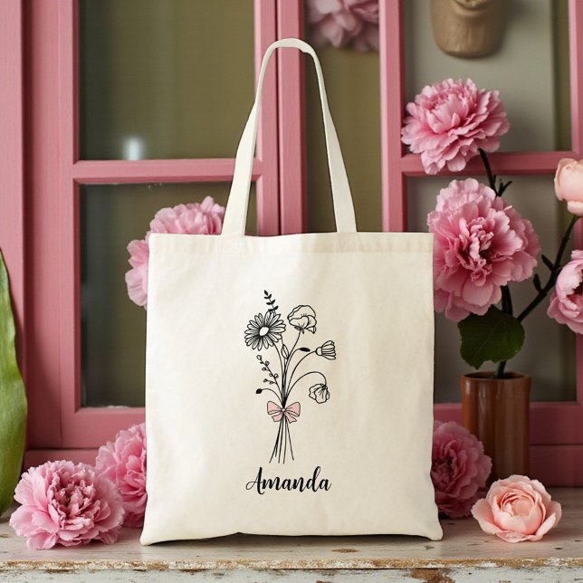 Bolsa Tote Arco Rosa Floral Personalizado Para Bridesmaid (Criador carregado)