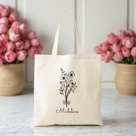 Bolsa Tote Arco Rosa Floral Personalizado Para Bridesmaid
