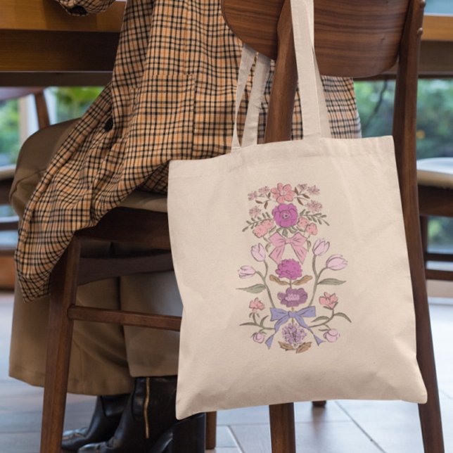 Bolsa Tote Arcos cor-de-rosa e flores (Criador carregado)