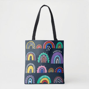 Bolsa Tote Arcos-da-chuva brilhantes sobre um fundo escuro. i