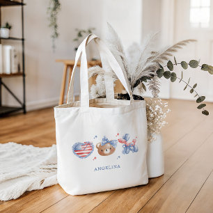 Bolsa Tote Arcos de Aquarela Elegante 4 de Julho Monograma