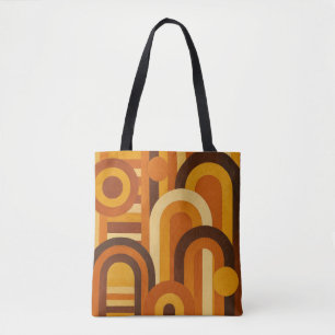 Bolsa Tote Arcos e Manchas Solares Design Geométrico Retro MC