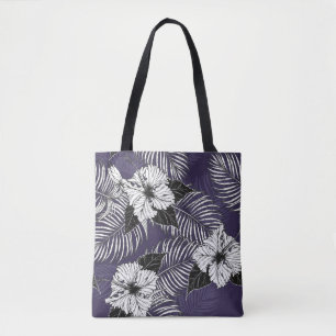 Bolsa Tote Areca palm, desenho de hibisco: padrão de safra