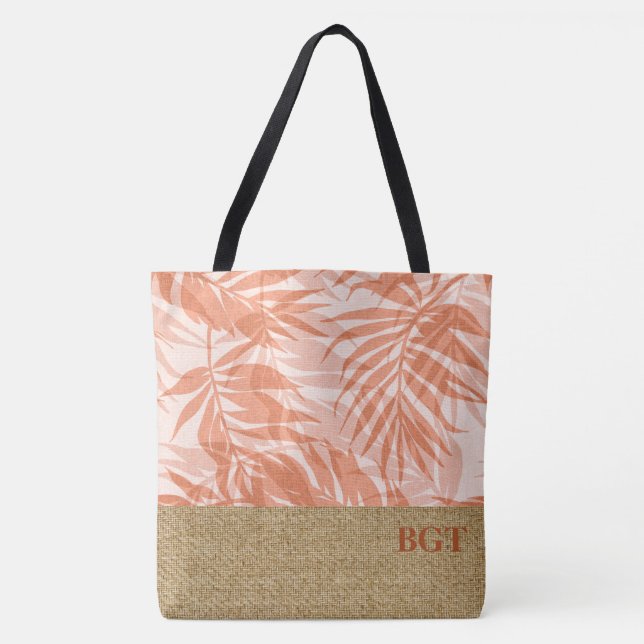 Bolsa Tote Areca Palms Hawaiian Tropical Grass Cloth (Frente)