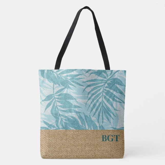 Bolsa Tote Areca Palms Hawaiian Tropical Grass Cloth (Frente)