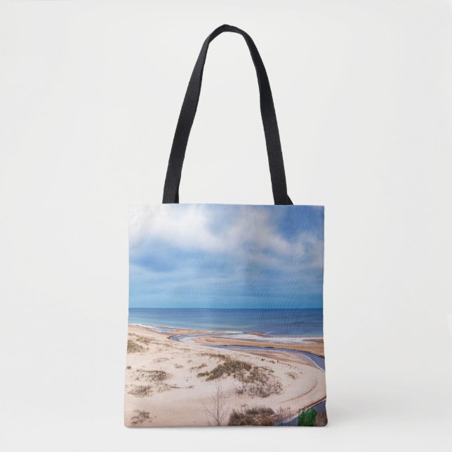 Bolsa Tote Areia branca perto do mar Báltico, na Letónia (Frente)