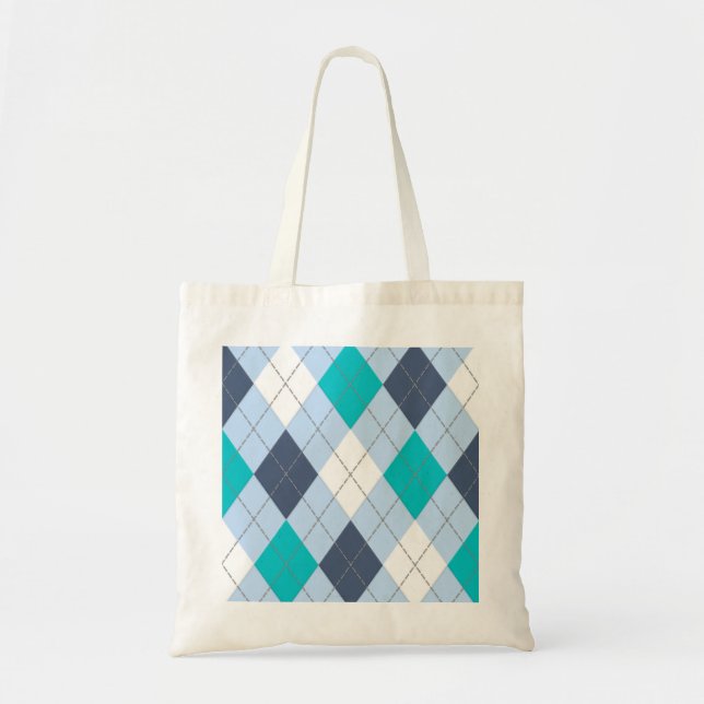 Bolsa Tote Argyle: Nome de código sacola "azul" ecléctico (Frente)