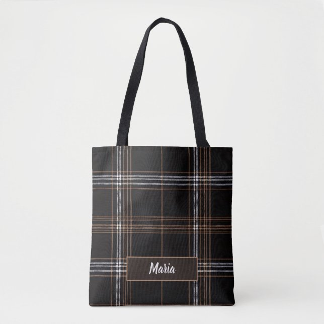 Bolsa Tote Aria Grace Urban Copper Grid Plaid Pattern Name (Frente)