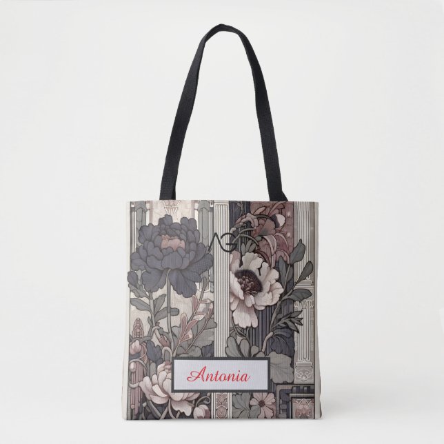 Bolsa Tote Aria-Urban Bloom Architectural Floral Design Name (Frente)