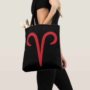 Bolsa Tote ÁRIES Astrologia Zodíaco Vermelho Março Abril Aniv