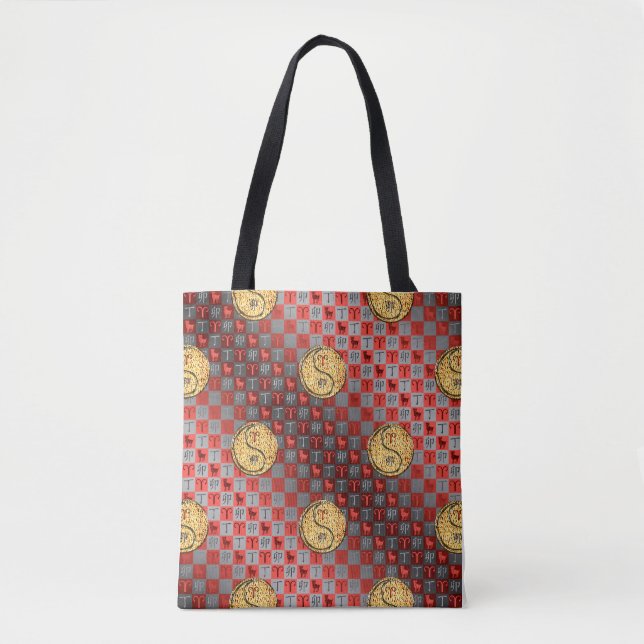 Bolsa Tote Áries & Coelho de Fogo (Frente)