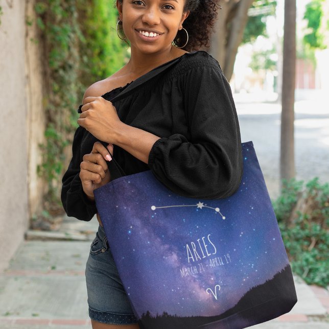 Bolsa Tote Aries | Constelação Zodiac Personalizada (Criador carregado)