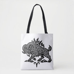 Bolsa Tote Áries Fogo‑Carneiro – Zodíaco de Tinta Assombrada