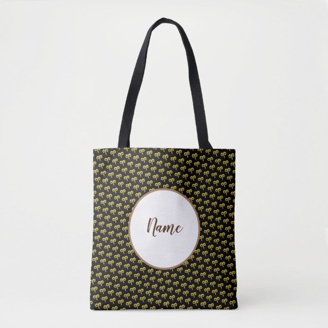 Bolsa Tote Aries Ouro Astrologia Personalizada (Frente)