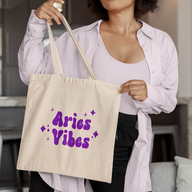 Bolsa Tote Aries Vibes Astrologia Zodíaca Estrelas Roxas Tote (Criador carregado)