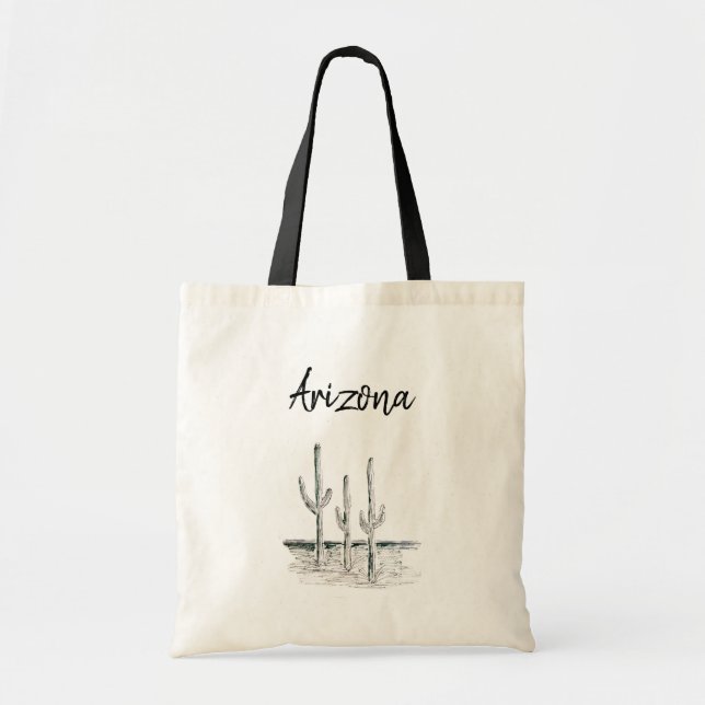 Bolsa Tote Arizona de Cactus no Sudoeste do Deserto - Tipogra (Frente)