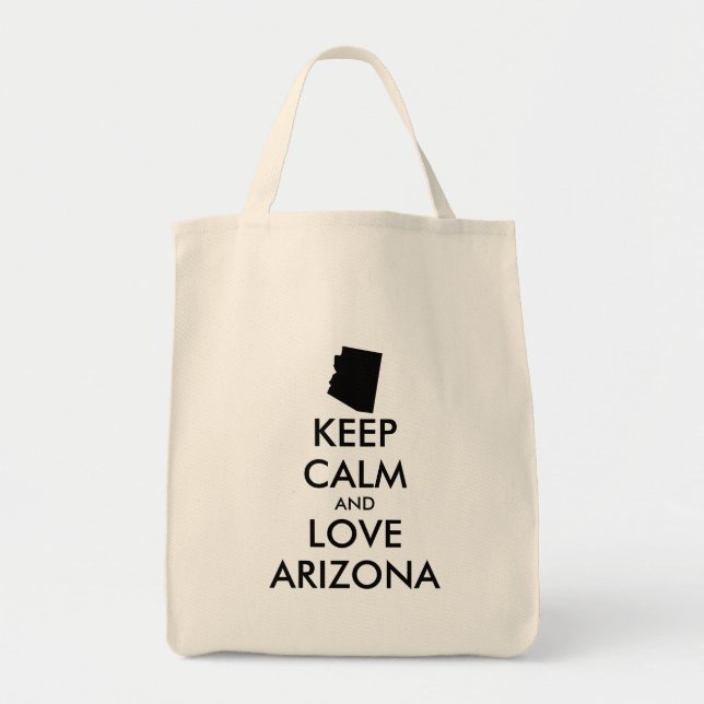 Bolsa Tote Arizona personalizável MANTER CALM e AMOR (Frente)