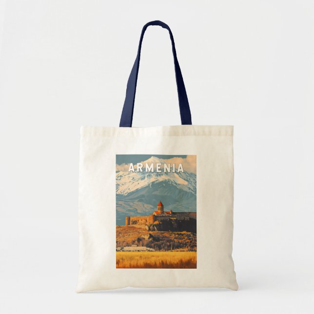 Bolsa Tote Armênia Illustração Viagem Art Vintage (Frente)