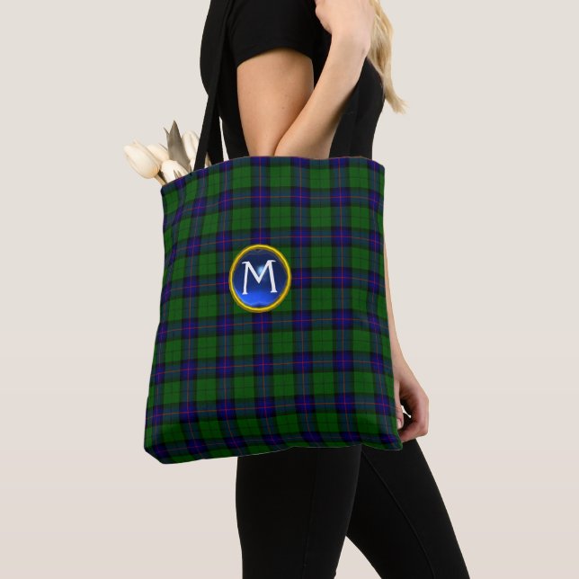 BOLSA TOTE ARMSTRONG TARTAN GEM MONOGRAMA AZUL VERDE ESCOTTIS (Close Up)