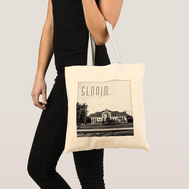 Bolsa Tote Arquitetura das estações de trem Slonim da Bielorr (Frente (produto))