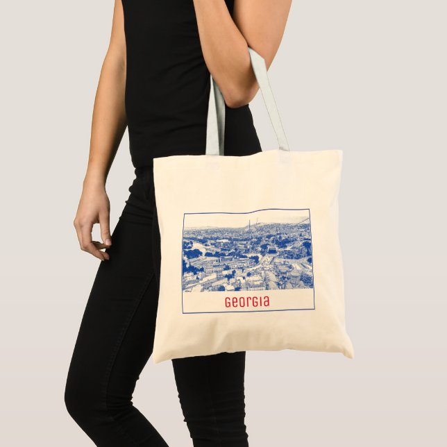 Bolsa Tote Arquitetura de rua Tbilisi Georgia Cityscape (Frente (produto))