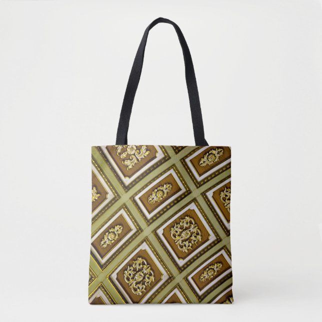 Bolsa Tote Arquitetura verde e castanha (Frente)