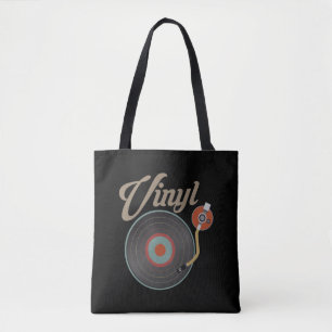Bolsa Tote Arquivo Vinyl Record Turntable Style Música Retro