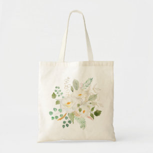 Bolsa Tote arranjo de flores brancas camelia