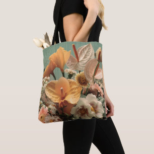 Bolsa Tote Arranjo Floral de Anthurium e Tropicais
