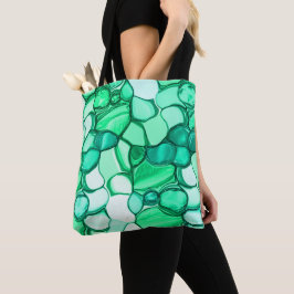Bolsa Tote Arredondar como pedras em tons de verde claro para