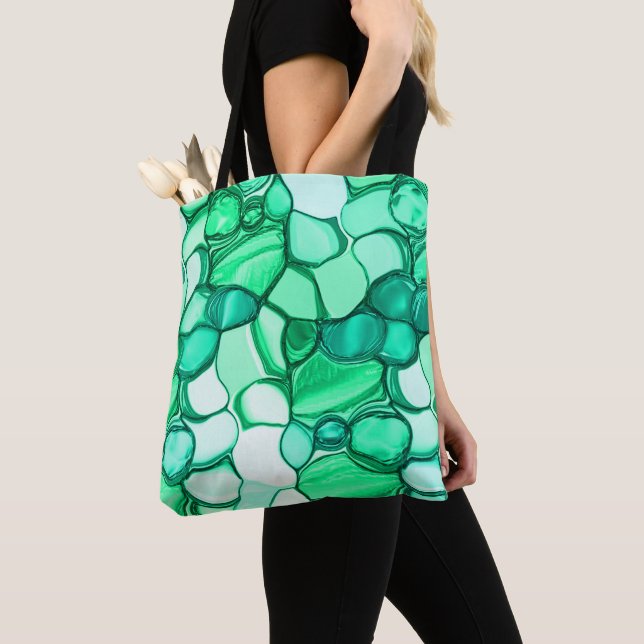 Bolsa Tote Arredondar como pedras em tons de verde claro para (Close Up)