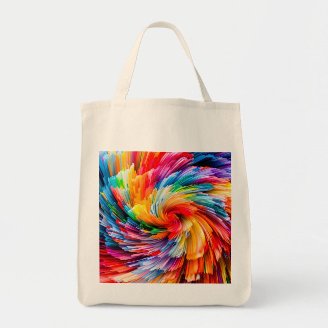 Bolsa Tote Arremolinado Moderno Abstrato Arco-íris (Frente)
