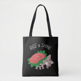 Bolsa Tote Arroz e Gatinho Brilhante com Kawaii Sushi