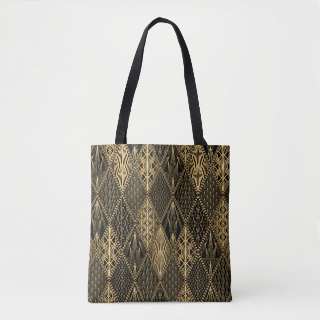 Bolsa Tote Art Deco Black Dourado Elegance (Frente)