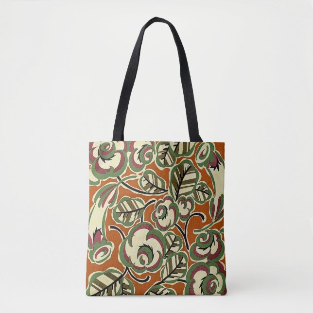 Bolsa Tote Art Deco Design nº 5 Padrão Floral (Frente)