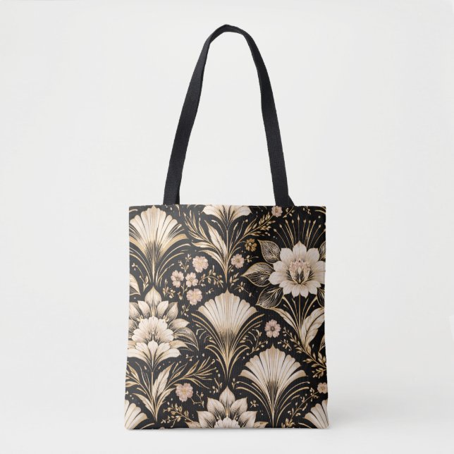 Bolsa Tote Art Deco Fan Style Floral Pattern (Frente)