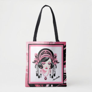 Bolsa Tote Art Deco - Garota Rosa Beada