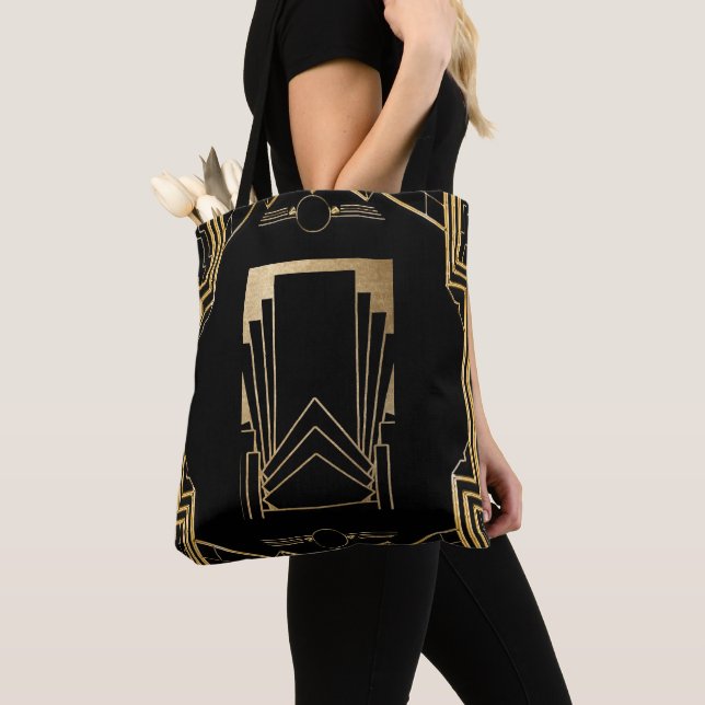 Bolsa Tote Art Deco Gatsby Black & Dourado Design (Close Up)